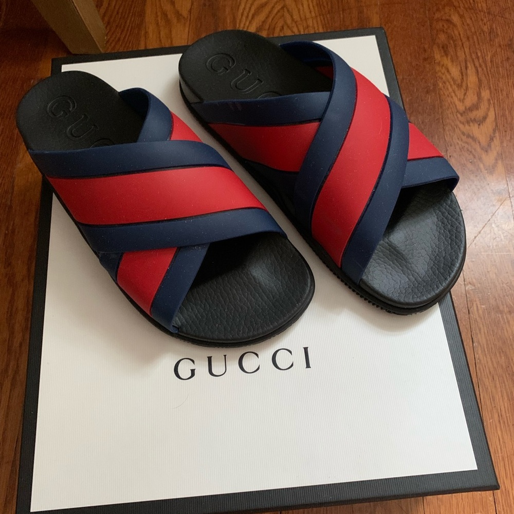 Gucci Agrado Web Striped Slide Sandal